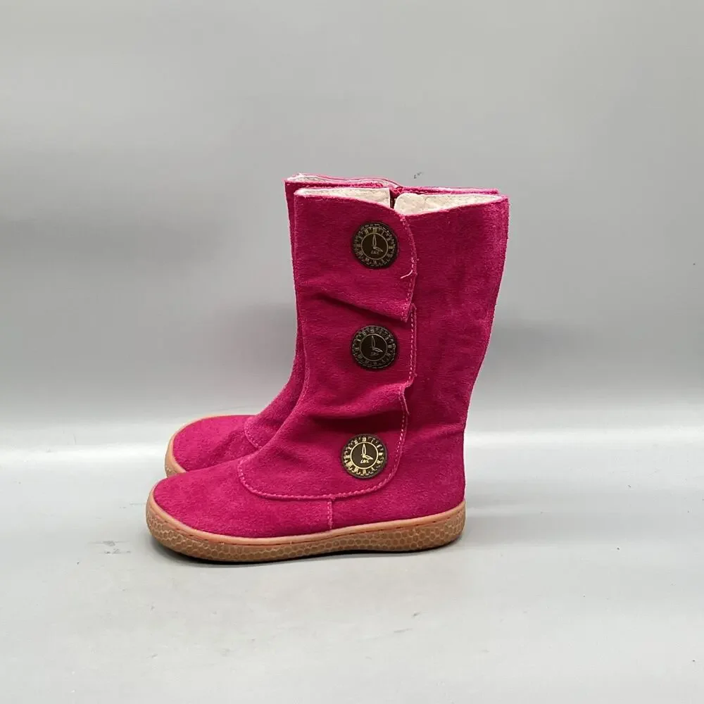 Livie & Luca Boots Kids Girls 8 Pink Suede Faux Fur Lined Side Zip Winter Shoes